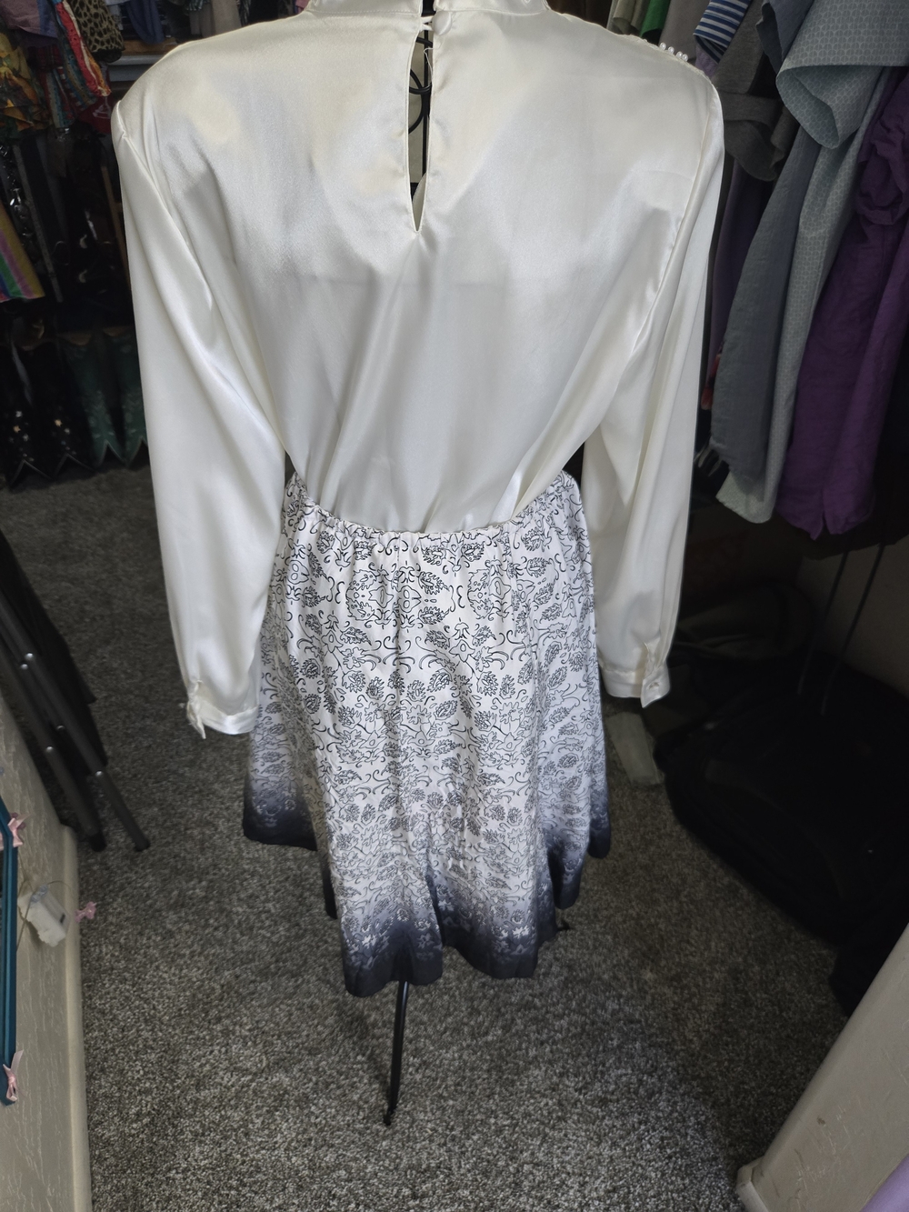 White and Black Floral Ombre Skirt - Picture 10 of 10